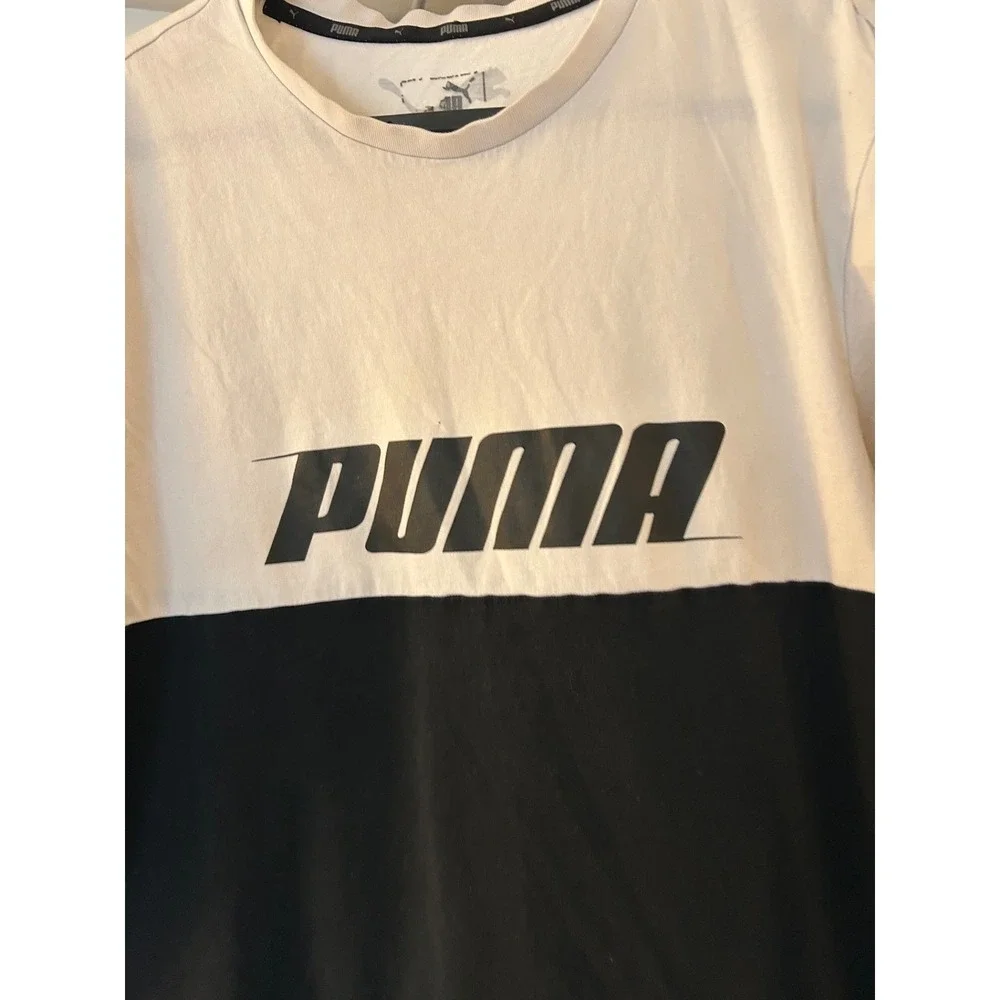 Puma Color‎ Block T Shirt White Black Logo Men's Size Medium - Picture 5 of 9